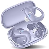 kurdene Wireless Earbuds Bluetooth Headphones Sport,Over Ear Buds with Deep Bass Sound,60Hrs Playtime Earphones Redesigned Comfort Fit with Earhooks for Running,Meeting,Workout-Purple