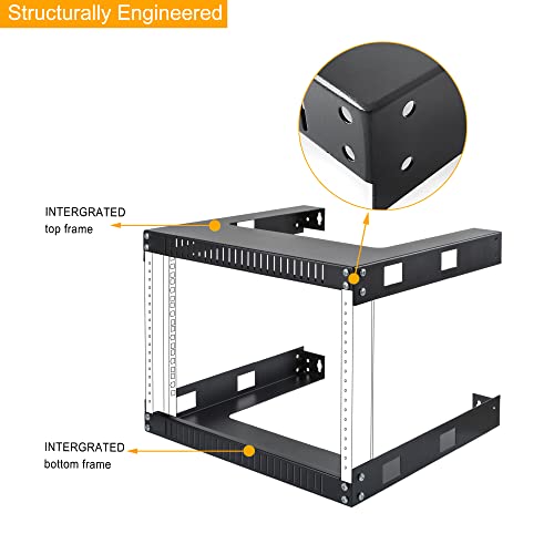 Riveco 9U Wall Mount Rack For Network – 17.7" Deep 2 Post Open Frame Racks Easy Assembly Firm Constructed For Stereo/Server/Av/Home Data Equipment Heavy Duty Black #TOP3