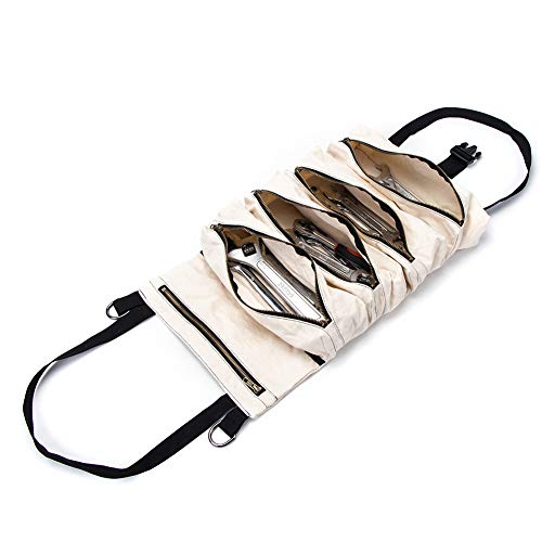 Super Tool Roll, Large Wrench Roll, Big Tool Roll Up Bag, Waxed Canvas Tool Organizer Bucket, Tool Roll Up Pouch, Handy Small Tools Tote Carrier,Tool Pouch Sling, Car Back Seat Organizer