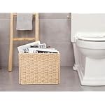 YAHUAN Foldable Woven Paper Rope Storage Basket Magazine Basket with Built-in Handles, Magazine Rack Floor, Hand-woven Book Basket Newspaper Holder for Living Room, Bedroom, Office (Paper rope) - Image 5