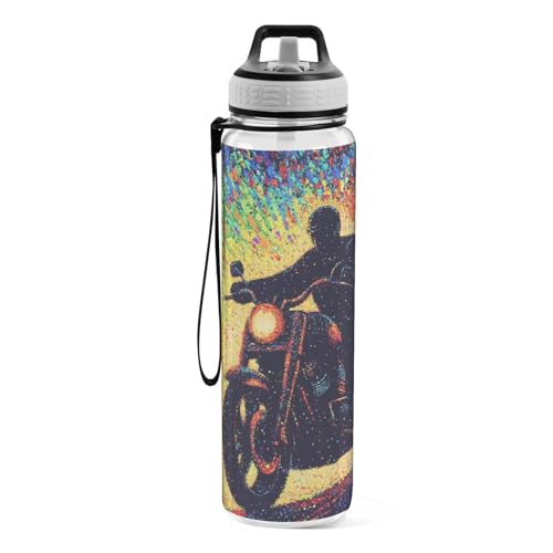 Bouteille d'eau moto de 887 ml arc-en-ciel pour vos sorties camping