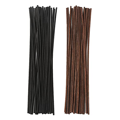 nongcunren 25pcs Black and 25pcs Brown Rattan Reed Diffuser Sticks Replacement Rattan Reed Diffuser Refill Sticks (Black+Brown)