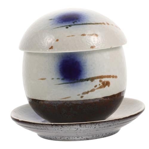 WEKADRIN 和風製スープカップ 蓋付き 小型軽量 燕の巣用蒸し器皿付き 保温 防虫効果 食器洗浄機対応 式デザート スープ プリン用