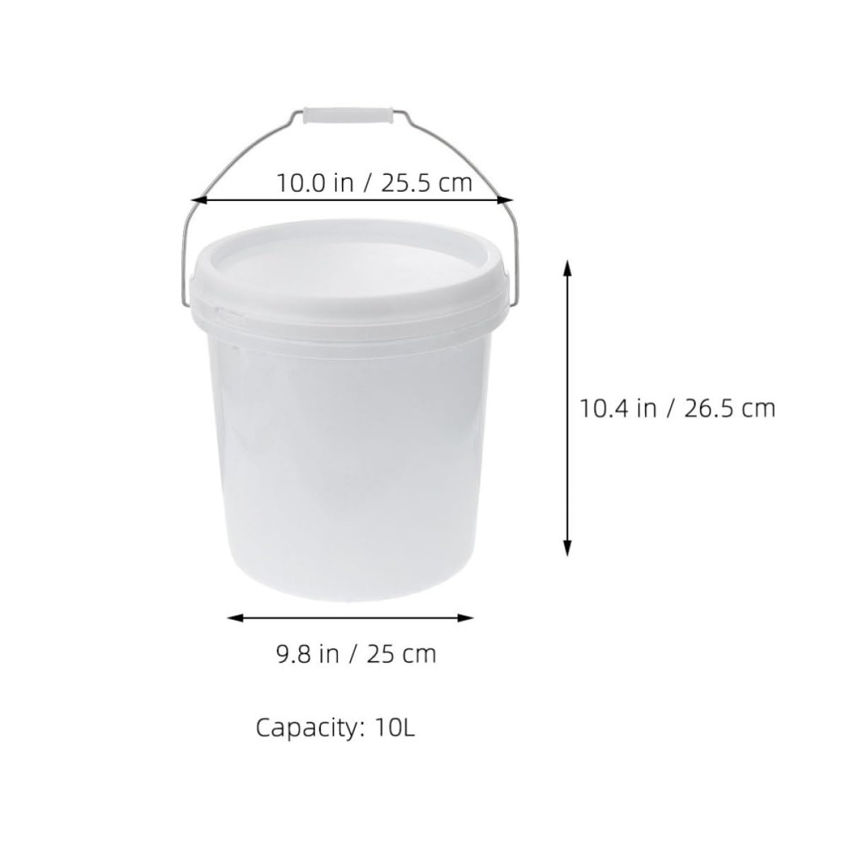 2 Piezas Cubo Redondo de Pintura de 10 litros, Plástico Blanco