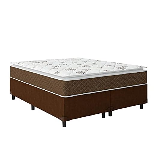Cama Box Casal Queen Colchão Molas Ensacadas Pillow Top Martino 158x198x63cm Marrom/branco Umaflex -suporta até 120kg por Pessoa