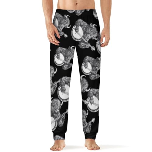 Banjo Bison Mens Pajama Pants Soft Lounge Pjs Bottoms Lightweight Sleepwear Pants