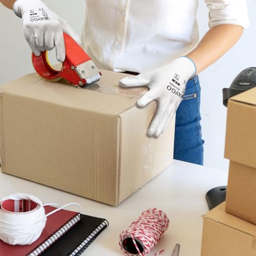 Image of KAYGO Safety Work Gloves for Men Women, PU Coated Palm & Fingers, KG11P | Smooth Grip, Breathable & Lightweight, 13-Gauge Seamless Knit, for Light Warehouse, Manufacturing, Gardening