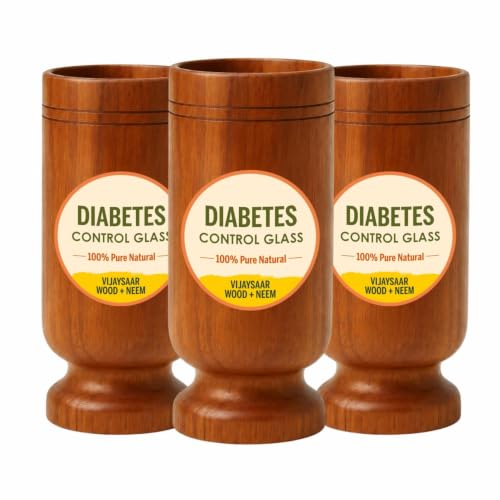 Image of Wood Glass for Diabetes with Neem 250 ML Capacity | Lab Tested Ayurvedic Herbal Water Tumbler for Overnight Infused Water | Reusable Natural Glass (Pack of 3)
