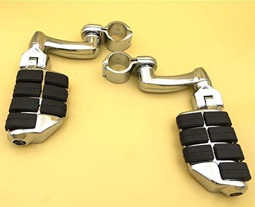 XKH- Chrome Large Footpegs Mounting Kit Compatible with GoldWing VTX1300 Shadow Valkyrie Triumph Road Glide Ultra FLTRU Equipped with 1 inch (1") 25mm Front Engine Guard Frame Tube [B01AVH1QSQ] - Thumbnail 2