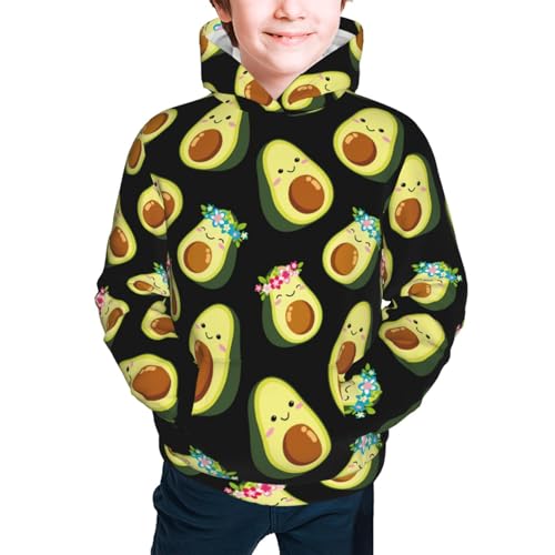 Flowers Avocado Kid Hoodies Boys Sweatshirts Girls Pullover with Pocket3