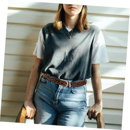 Women's Adjustable Leopard Print Wide Belt Faux Pu Waistband for Jeans Animal Print Fashion Accessory4