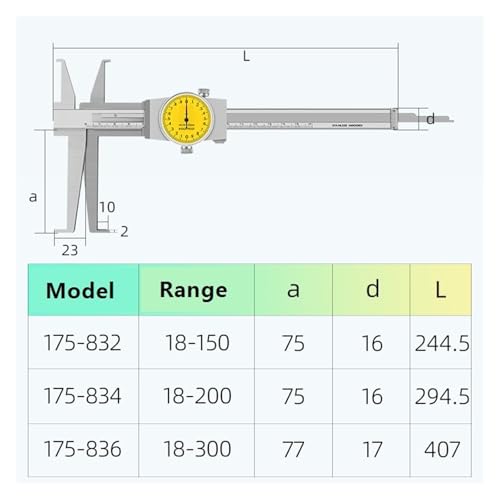 Calibrador de ranura interna 18-200 mm con vernier miniatura 3