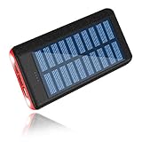 RUIPU モバイルバッテリー 24000mah 大容量 ソーラーチャージャー 携帯充電器 3USB出力ポート LEDランプ搭載 iPhone/Android 各種対応 太陽光で充電でき 一週間の用量が満足できる