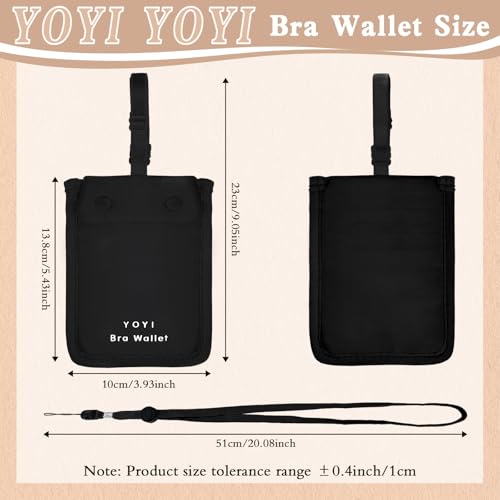 Image of YOYI YOYI Bra Wallet with Hidden Money Pouch & Secret Stash Pocket, Includes Neck Strap, RFID Blocking Fabric for Secure Storage of Cash, Cards, & Valuables - Ideal for Travel & Daily Use