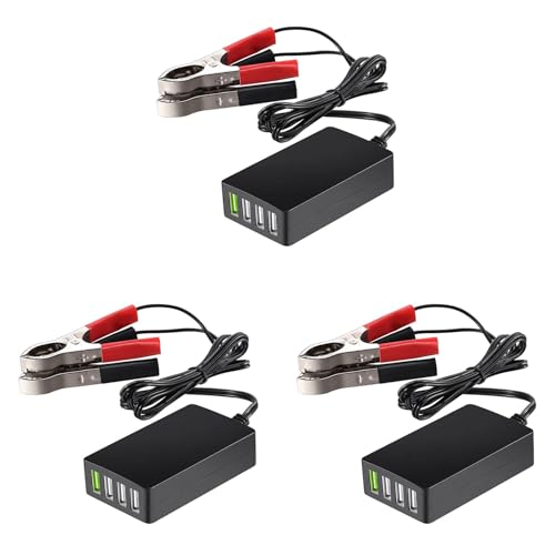 Kufughty 3X CC PortáTil con Clip para BateríA, Cargador USB de 4 Puertos de 12 V/24 V una 5 V Adaptador Multipuerto Otros TeléFonos Inteligentes y Tabletas