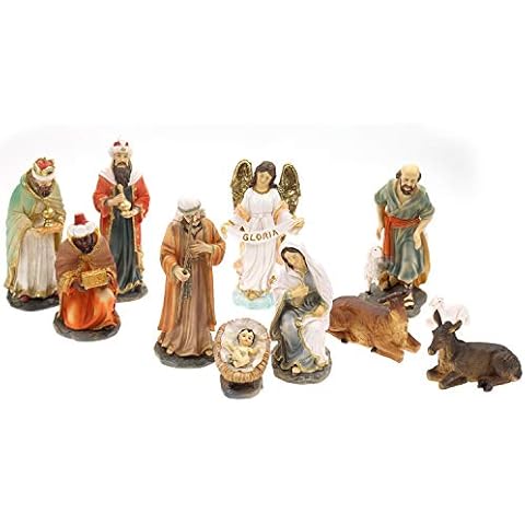 Krippenfiguren Set 11tlg. heilige Familie, heilige DREI Könige, Engel & Hirte H.: 15cm Cover