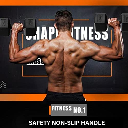 Image of FIT & FITNESS PVC Hex Fixed Dumbbells Set and Fitness Kit for Men and Women Whole Body Workout BLACK-(1KG X 2))
