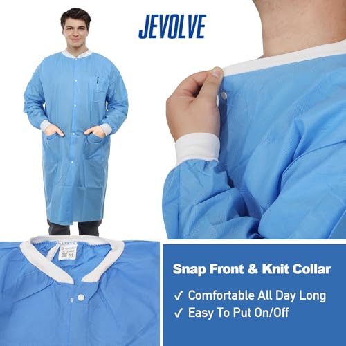Image of Dental Disposable Lab Coats | Durable SMS 45g Soft Knit Cuffs & Collar With 3 Pockets