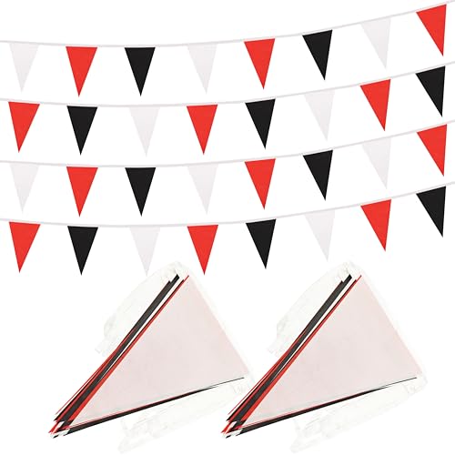 Yamiuo 100 Ft White Red Black Pennant Banner Flag, 60