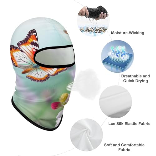 Máscara facial de pasamontaña con estampado de mariposa y flor primaveral para hombre y mujer, protección solar, transpirable, cubre todo el cabeza para senderismo, ciclismo, running y conducción miniatura 3