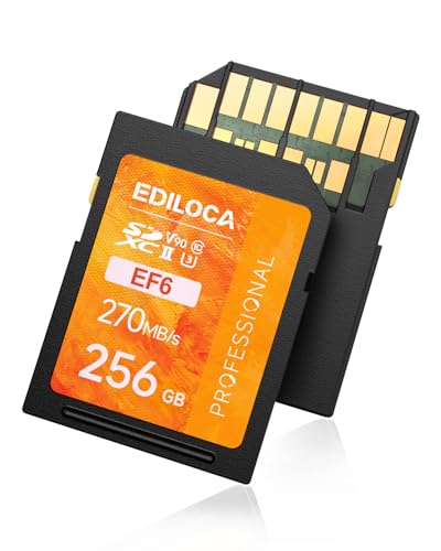 256GB UHS-II SD Card UHS-II Memory Card Fast Storage, Read Speed 300MB/s, Write Speed 250MB/s, C10, U3, V90, 4K, 8K-UHD, SD Card, Must-Have for Professional Photographers(EF6)