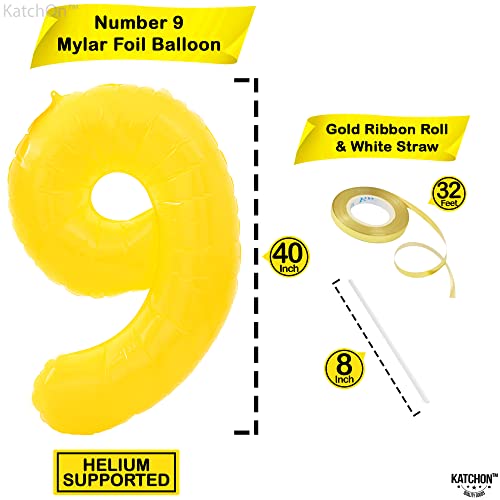 Image of KatchOn Yellow 9 Number Balloon 40 Inch