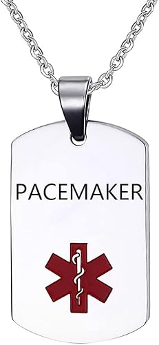 Collar con dije de identificación de alerta médica para hombres y mujeres, acero inoxidable grabado tipo 2 diabetes, etiqueta de identificación