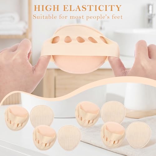 Image of Qianyu 4 Pairs Ball of Foot Cushion Pads Sock Women's Toe Cover Sock with Padding Reusable Toe Topper Socks