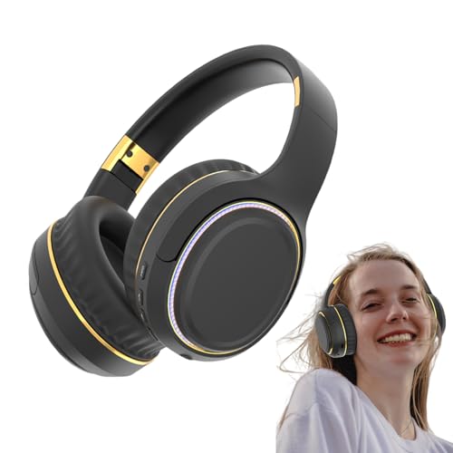 Over the Ear Headphones - Multipurpose Wireless Earphone,Folding Bass Headphones with Stereo Sound and Mood Light for Workout Daily Commuting Work Travel Airplane