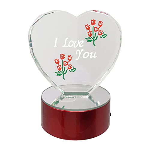 BANBERRY DESIGNS I Love You Etched in a Heart on LED Base - Color-Changing Lights - Love Gift for Mom, Wife, Husband Boyfriend Girlfriend - Measures 4