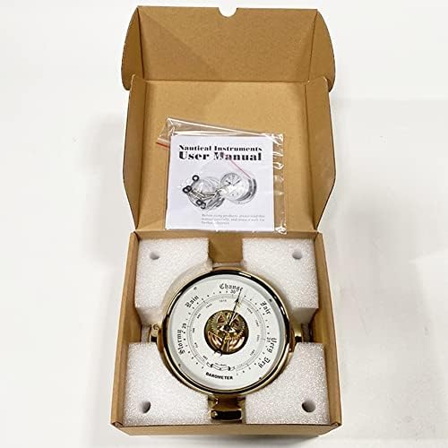 High-Precision Barometer, Professional Aneroid Barometric, Gold Perspective Window Air Pressure 1060hPa, for Navigation, Aviation, Mountaineering, Agriculture, Household, Weather Station-15c