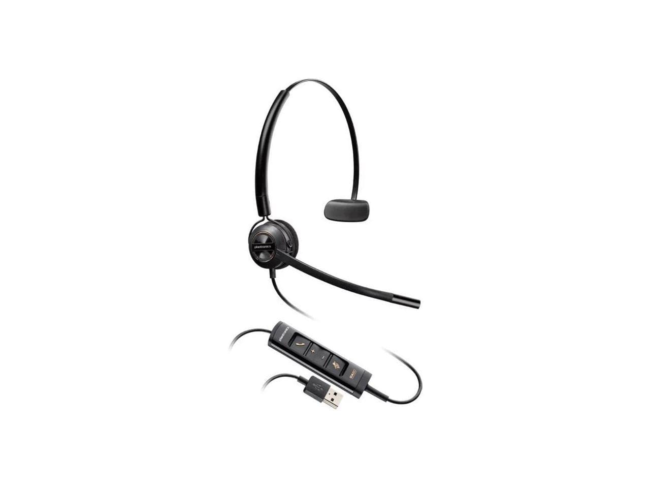 Poly - EncorePro 545 USB-A and USB-C USB headset (Plantronics) - Acoustic Hearing Protection - Hold & Call Answer Buttons - Convertible Wearing Style