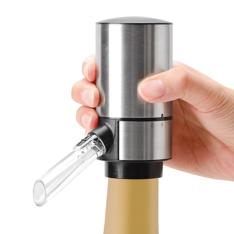Aérateur de vin électrique – Distributeur automatique de vin pompe avec tube rétractable pour oxydation instantanée et décantation en une seule touche