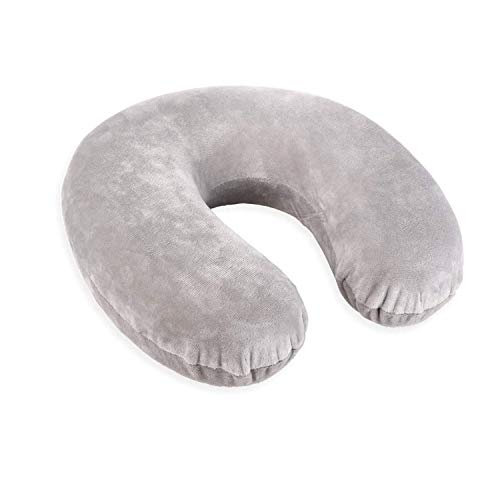 Almohada Cuello, Almohada Viaje Viscoelastica, Cojin Cervical, con Funda Extraíble, para el Aeroplano, el Autobús, el Tren, el Oficina, el Hogar (8 x 28 x 9 cm) (Gris)
