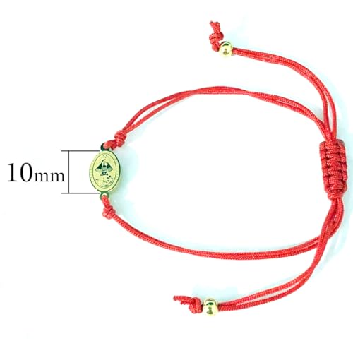 Catholic Town adjustable red cord bracelet with stainless steel Virgen de la Caridad del Cobre (Our Lady of Charity) medal (SSBCSMH-RED)3