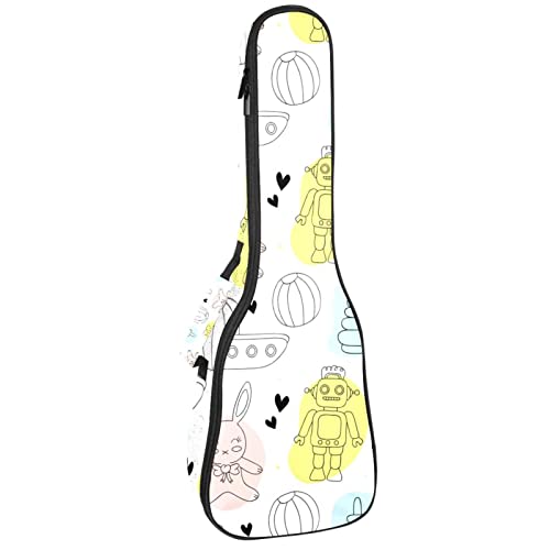 Housse pour ukulélé – Motif robot de dessin animé – 10 mm – Rembourrage épais en éponge de 53,3 cm – Avec sangles… - Les Beatles, Paul McCartney, John Lennon, RIngo Starr, George Harrison Housse pour ukulélé - Motif robot de dessin animé - 10 mm - Rembourrage épais en éponge de 53,3 cm - Avec sangles…