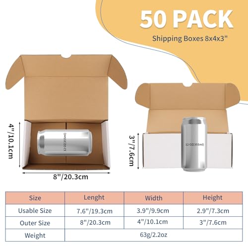 Image of ZBEIVAN 8x4x3 White Shipping Boxes Set of 50, Corrugated Cardboard Mailer Boxes for Packaging Small Business Mailing Gifts