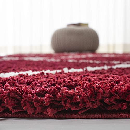 Image of Handwoven Microfibre 3D Rug for Living Room (Red & Ivory, 6 X 6 Feet (Round), Microfibre)