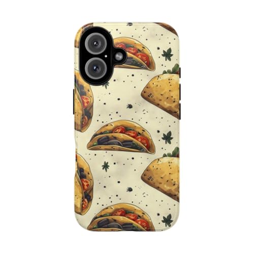 Coque rigide brillante iPhone 16 motif taco aux herbes protection anti-rayure