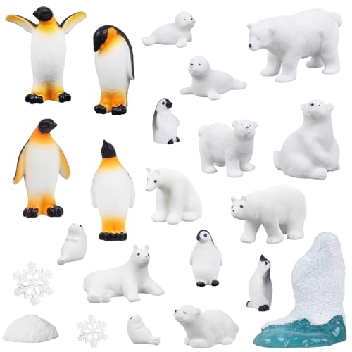 STEFORD 32Pcs Arctic Animals Figurines, Mini Realistic Polar Animal Toys