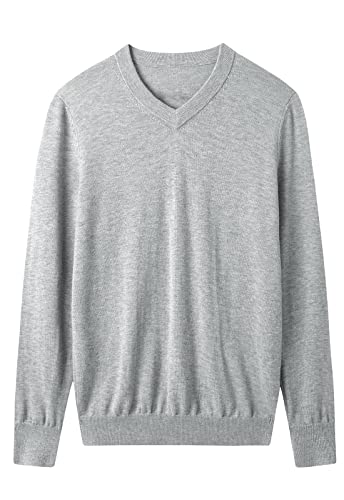 Pull col en v pour homme élégant et uni ZHILI, idéal pour vos journées de bureau en automne