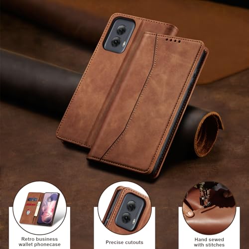 Image of Jasonyu Flip Wallet Case for Moto G Power 5G (2024),Brown