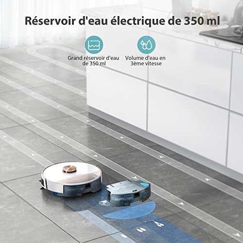 Robot Aspirateur Laveur, HONITURE Q6 Lite Aspirateur Robot, Laser Navigation,Cartographie Multi-étages, 2500Pa, WiFi/App/Alexa, pour Poils Animaux, Sols - Image 5