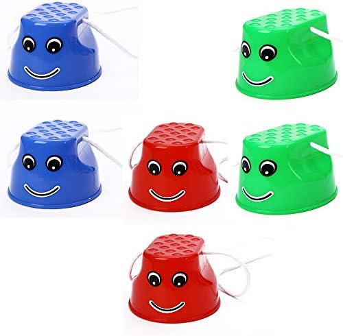 Leather&Arts 6 Pcs Bucket Walking Stilts with Adjustable Rope Sensory Training Balance Coordination Equipment Outdoor Games