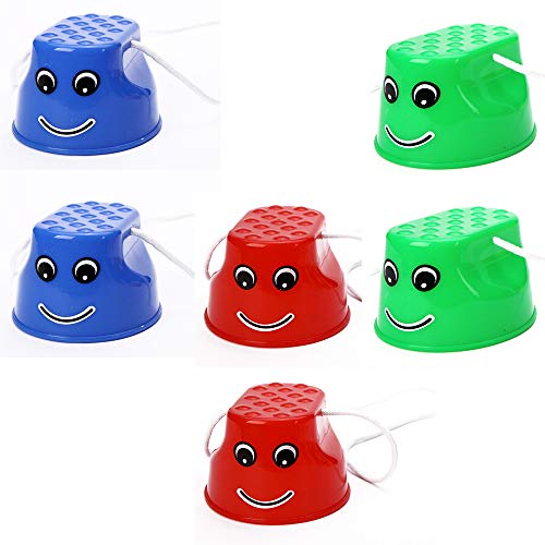 Leather&Arts 6 Pcs Bucket Walking Stilts with Adjustable Rope Sensory Training Balance Coordination Equipment Outdoor Games