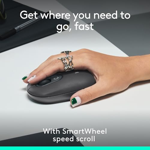 Image of Logitech POP Mouse, Compact and Portable Wireless Bluetooth - Graphite | Compact, Portable, programmable Buttons, Quiet clicks, Easy-Switch for up to 3 Devices, Laptop, Tablet, PC - Graphite