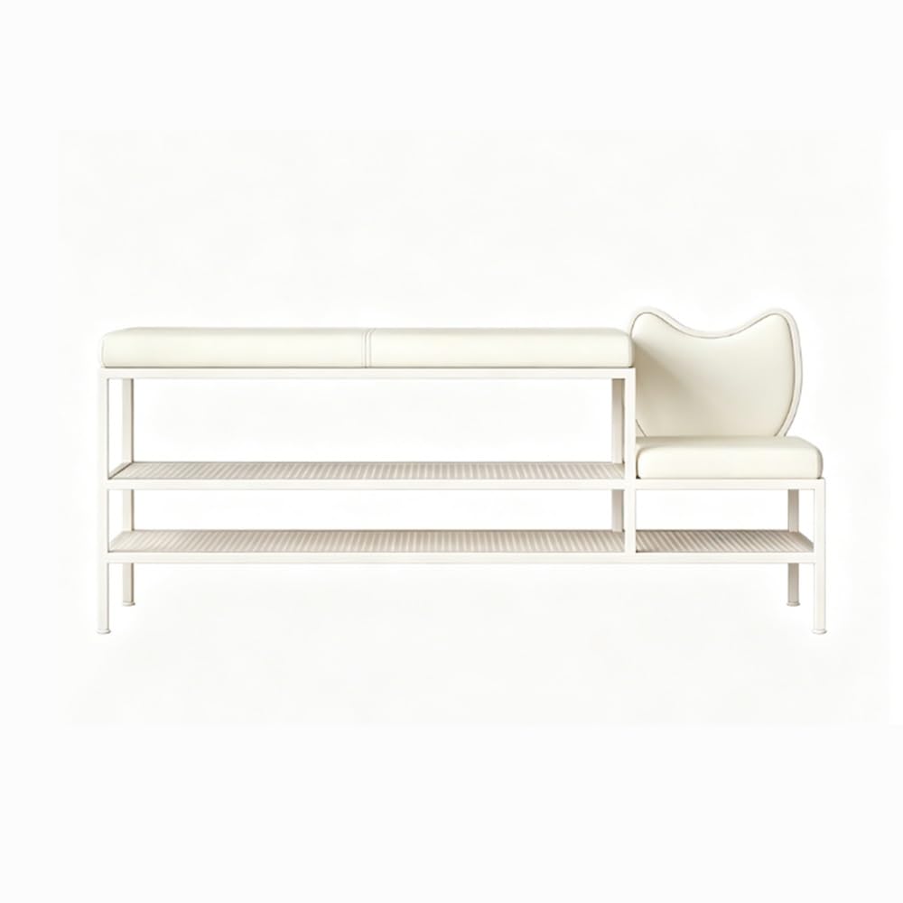 XUJUAN-0227 Shoe Cabinet Shoe Rack Changing Stool Seated Cabinet Suitable for Doorways(White)
