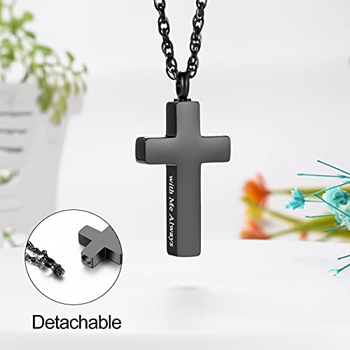 Cremation Cross Necklace for Ashes Stainless Steel Cross Urn Pendant Ashes Holder Memorial Jewelry-With Me Always3