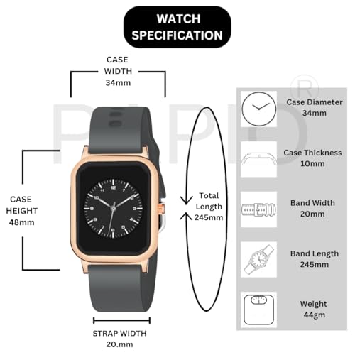 Image of PAPIO Rectangle Dial Analog Women's Fashion Wrist Watches, Silicone Strap, Quartz Movement