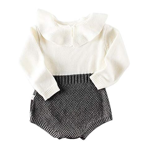 STONESTAR Baby Girl Knit Sweater Long-Sleeved one-Piece Romper Baby Knitted Romper Warm Newborn Rompers Clothes with hat, Grey, 3 Months Cover